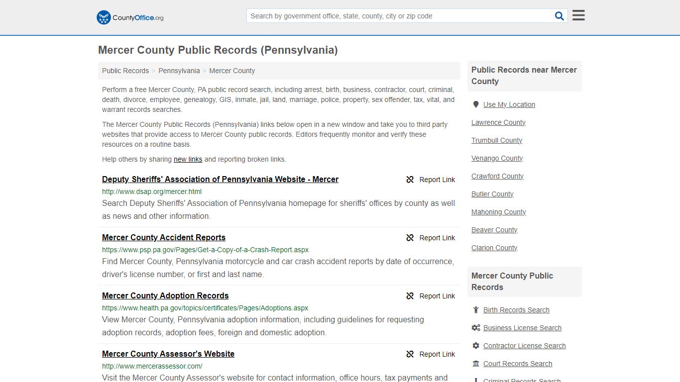 Public Records - Mercer County, PA (Business, Criminal, GIS, Property ...